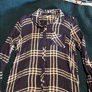 Beachlunchlounge Purple and Pink Plaid Shirt